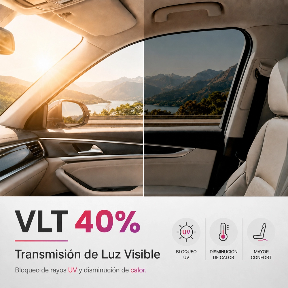 Película automotriz transparente con rechazo de calor