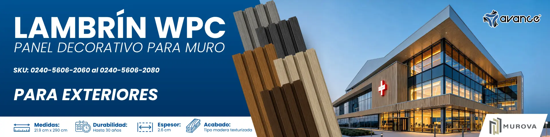 Lambrín WPC para exterior con acabado tipo madera natural - Lambrín exterior