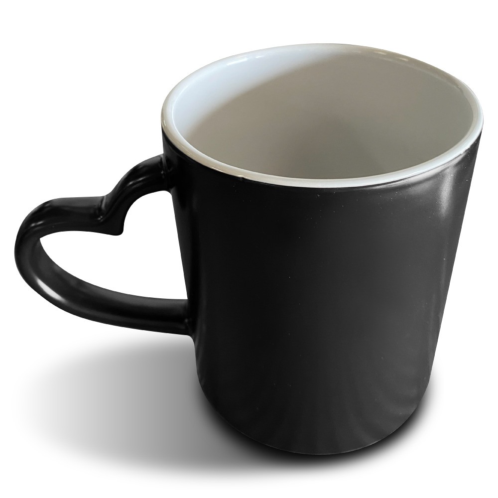 Taza mágica negra con asa de corazón SublimArts de 11oz - Miniatura 5