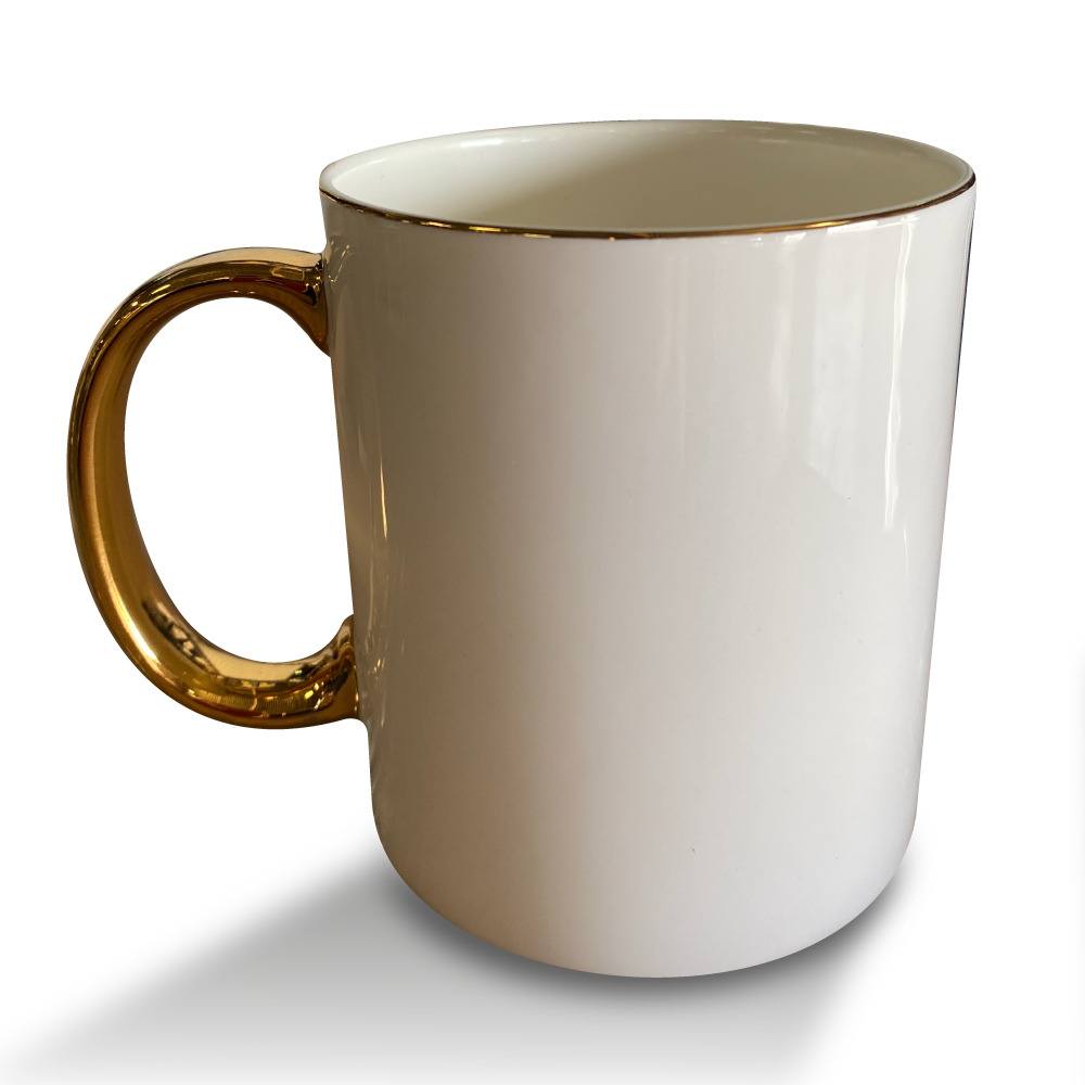 Taza Premium con Oro (asa y borde) y Porcelana Fina