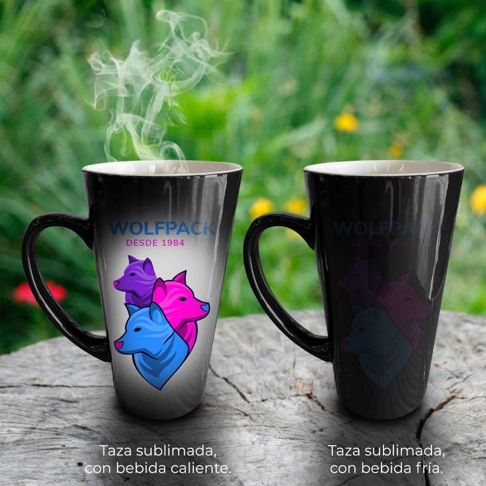 Taza Latte Negra Mágica De Cerámica 17oz Sublimarts