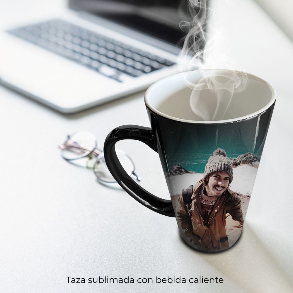 Taza Latte Negra Mágica De Cerámica 17oz Sublimarts