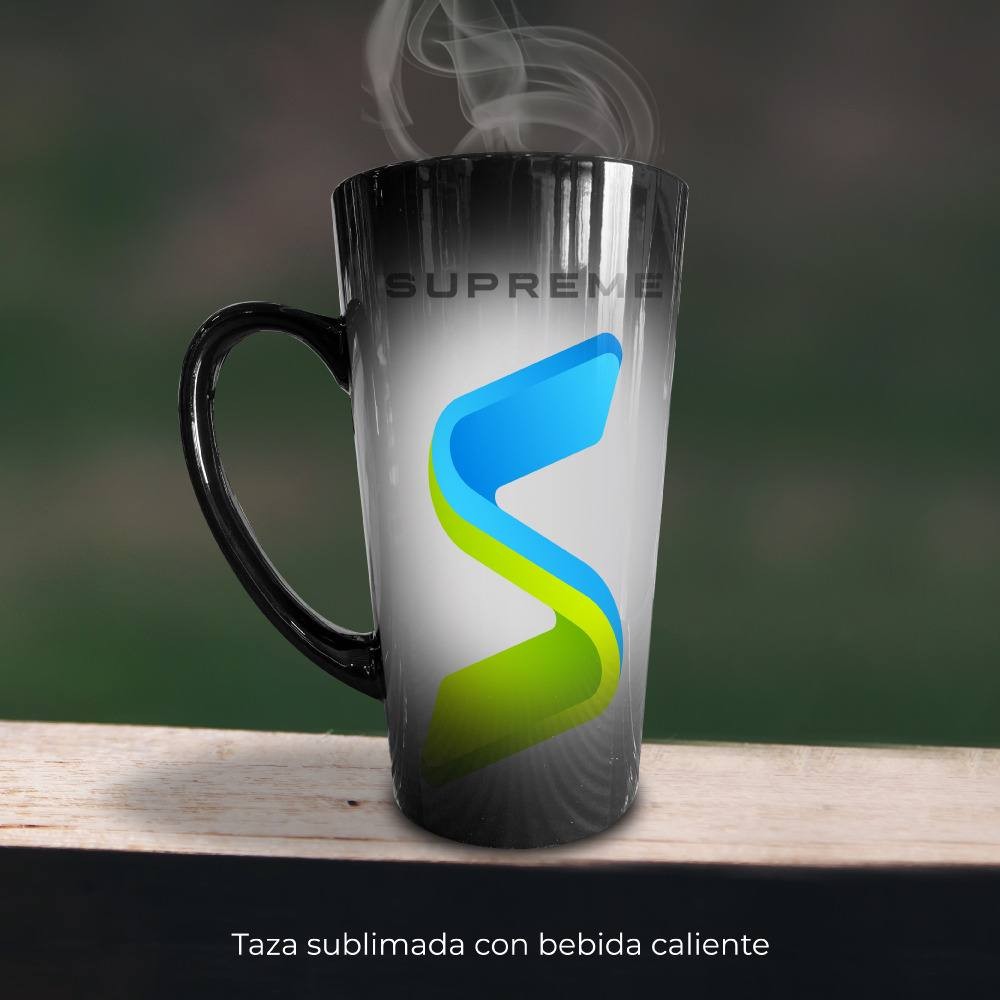 Taza Latte Negra Mágica De Cerámica 17oz Sublimarts
