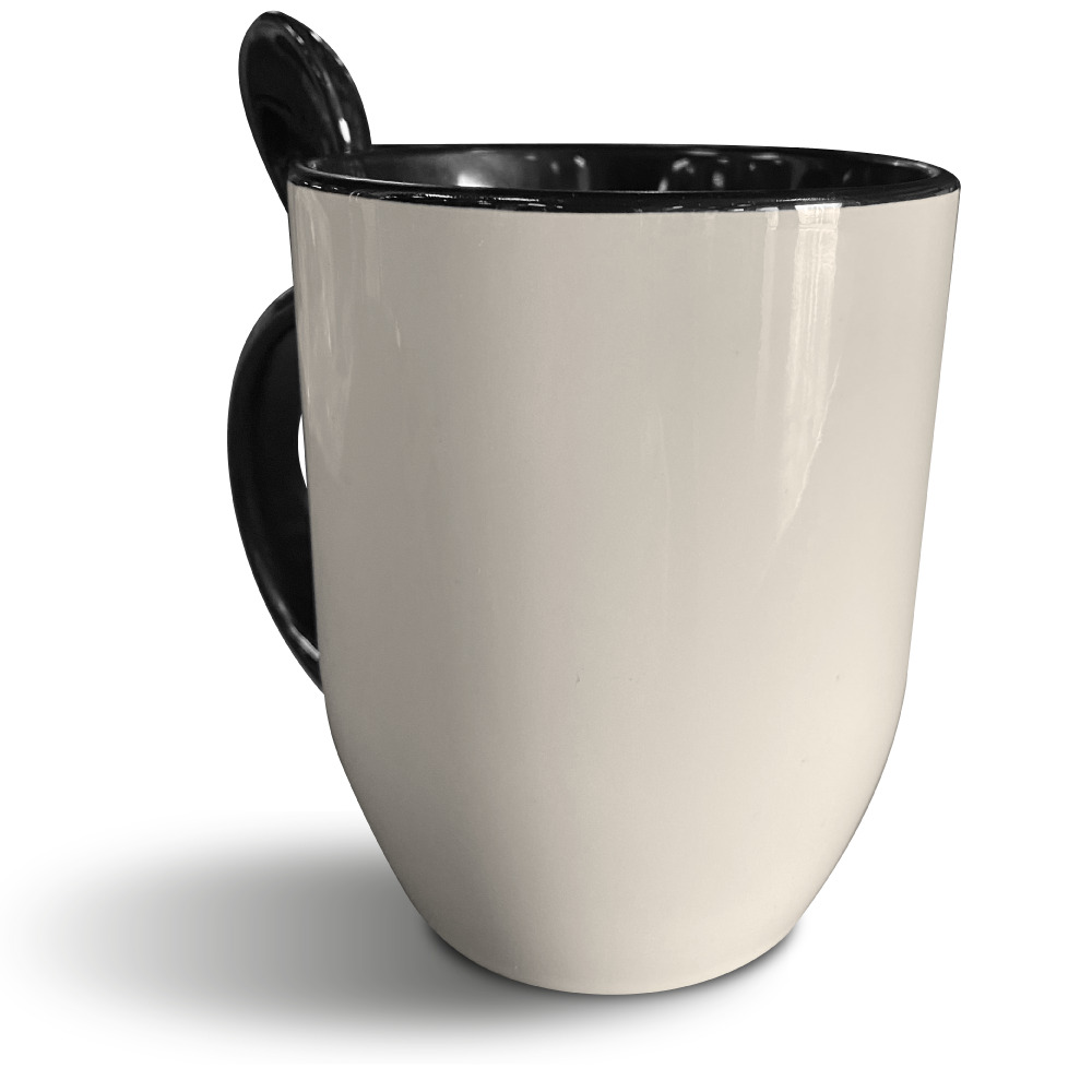 Taza Blanca De 11oz Con Interior, Asa Y Cuchara Negra Sublimarts - Miniatura 4