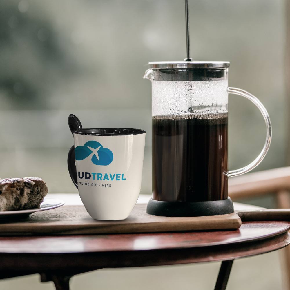 Taza Blanca De 11oz Con Interior, Asa Y Cuchara Negra Sublimarts - Miniatura 5