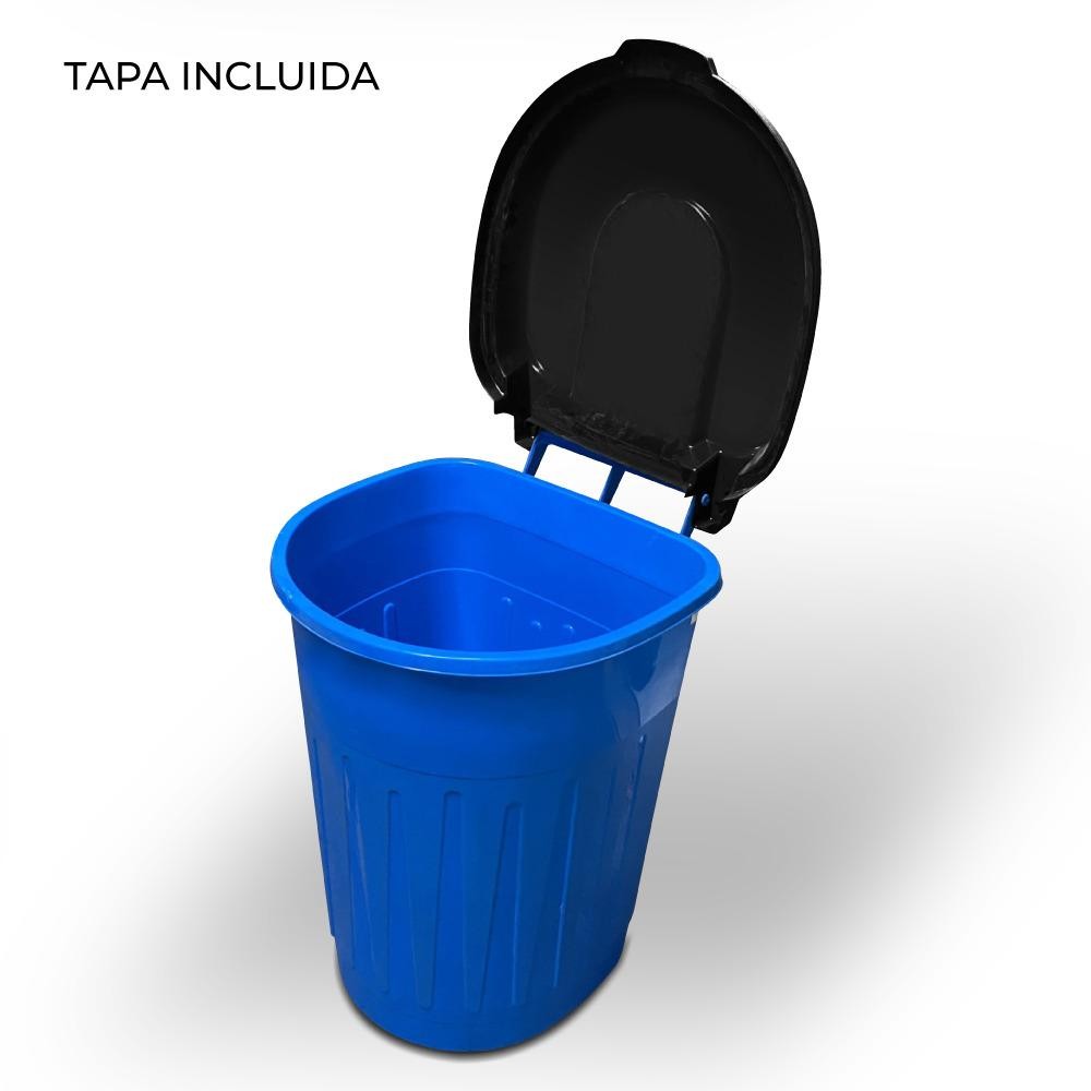 Bote de Plástico Azul para Basura con Tapa y Ruedas