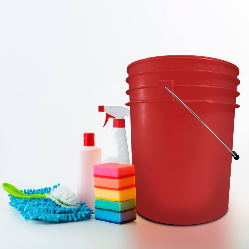 Cubeta de Plástico Roja de Reproceso sin Tapa con Asa Metálica - Miniatura 6