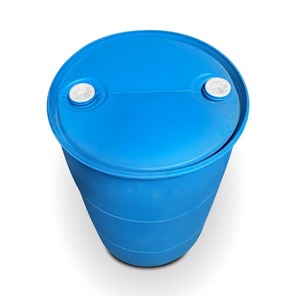 Tambo de Plástico Azul Cerrado de 220 litros con Doble Tapa