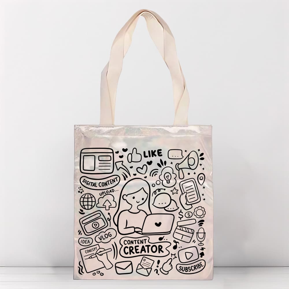 Bolso glitter champagne de 34 x 37 cm. Sublimable - Miniatura 5