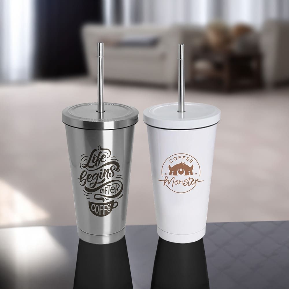 Vaso Cónico De Acero Inoxidable Con Popote Sublimarts - Miniatura 4