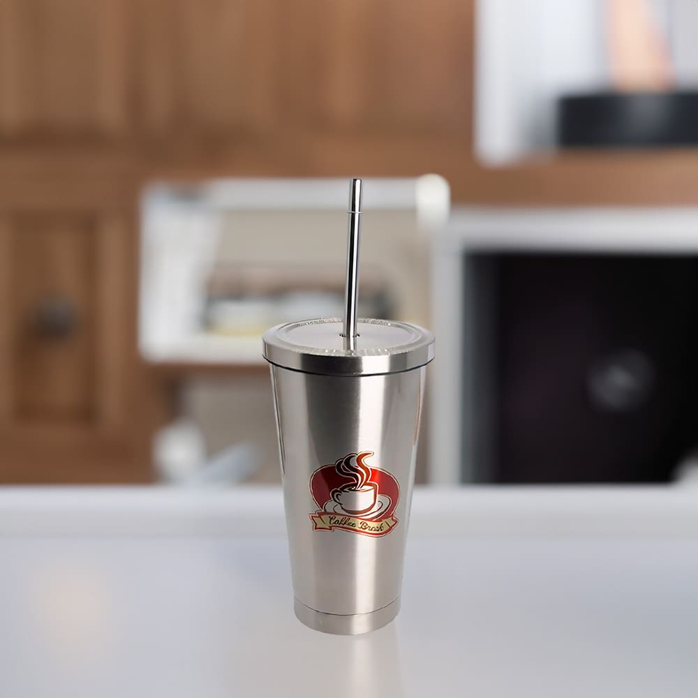 Vaso Cónico De Acero Inoxidable Con Popote Sublimarts - Miniatura 5