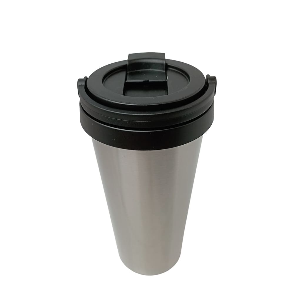 Vaso Cónico Acero Inoxidable Silver Tapa Negra